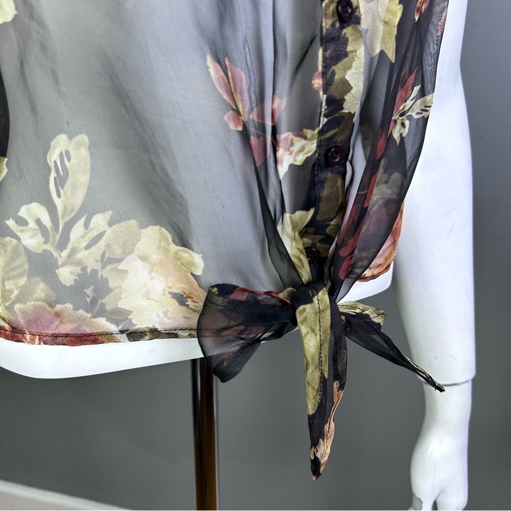 Wet Seal top Medium vintage sheer floral lace blouse romantic goth emo 90s - Picture 7 of 13